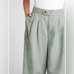 GAP High-Waist Wide Leg Trousers in Sage Green